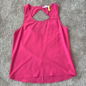 Hot pink tank with high back cutout